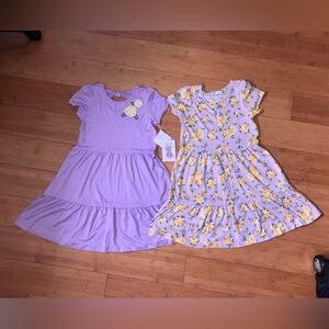 NWT Lavender Girls' Size 8 Tiered Floral & Solid Dress Set - Lavender and Yellow